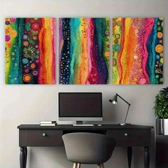3pcs Colorful Abstract Multicoloured Perfect Wall Art Canvas Framed 50x70cm