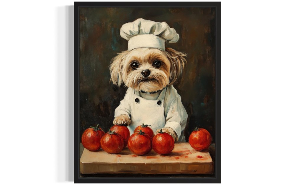 Havanese Chef Kitchen Wall Art Print Poster, Dog Pet Lover Picture Painting A…