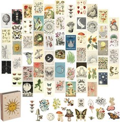 Vintage Wall Collage Kit Aesthetic Pictures 60 Set 4×6 inch, Cottagecore Room…