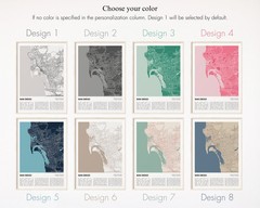 San Diego City Map Print, California Travel Poster, Modern Map, Wall Decor Art
