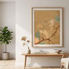 Ginkgo Biloba Leaf Poster Vintage Botanical Wall Art Print Boho Home Decor