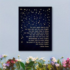 Canvas Art Framed Mother Teresa Quote Golden Star Dark Background Wisteria Decor