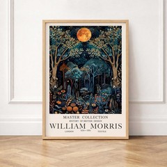 Full Moon Wall Art William Morris Forest Print Night Sky Poster Floral Night Sky