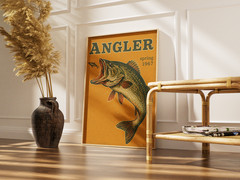 Retro Fishing Poster – Angler Spring 1967 Art – Bass Fishing Wall Decor Print