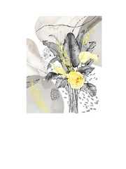 16 x 20 Luna Yellow and Gray Floral Wall Art Canvas Print