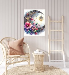 11×14 Jeweled Moon Canvas Print Wall Art
