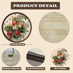 Vintage Cottagecore Strawberry Wall Art Decor, Strawberry Floral Fruit Round …