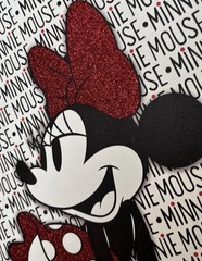 DISNEY – two Minnie Mouse Glitter Embellished Canvas – 8.25×16.25