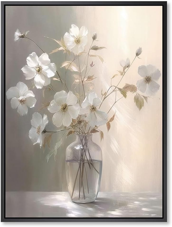 daktenn Floral Canvas Wall Art 24×32 Black Frame MSRP $80 FREE SHIP & RETURNS