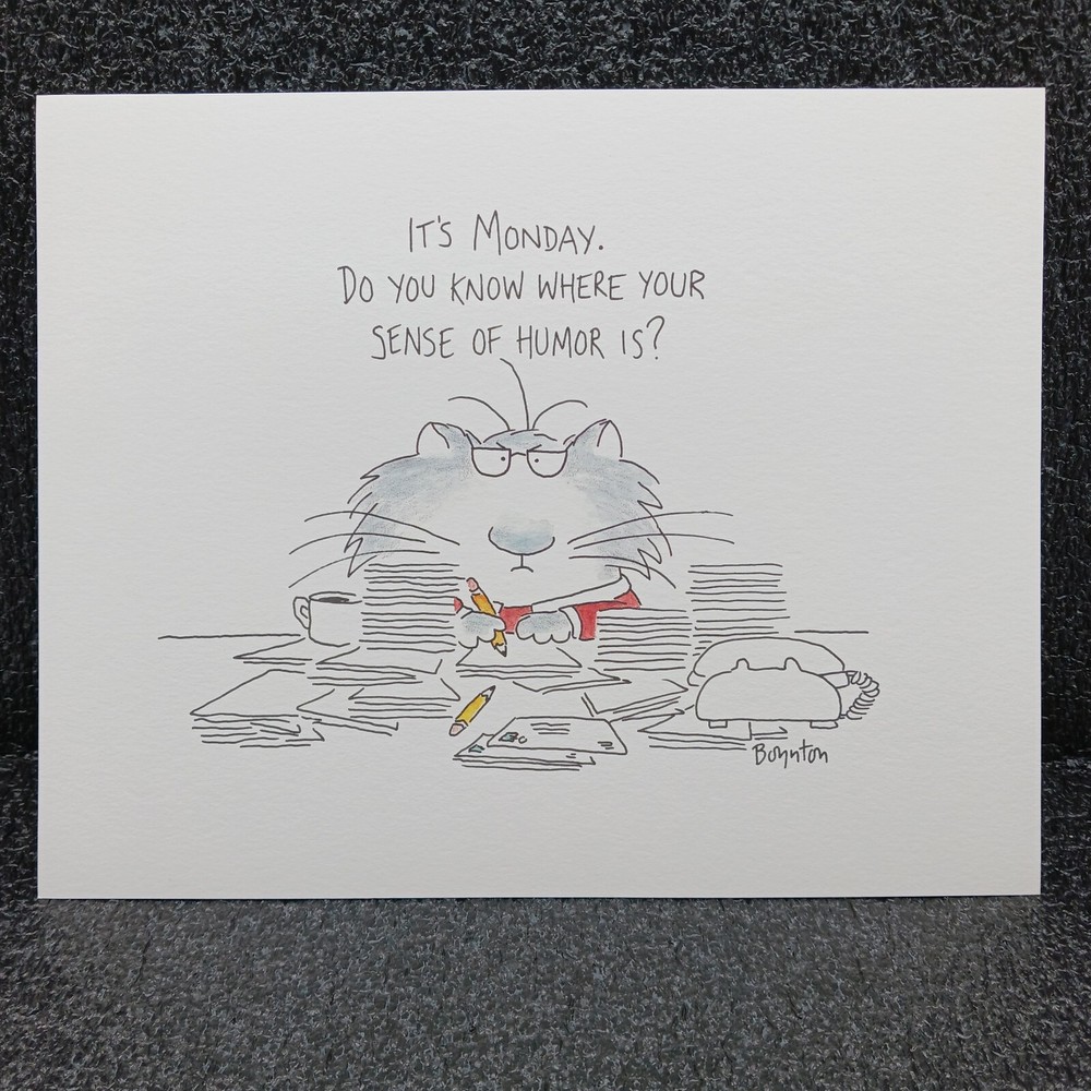 Vintage 1990 Sandra Boyton Print 8×10 Ready to Frame Cardstock Cat Monday Humor
