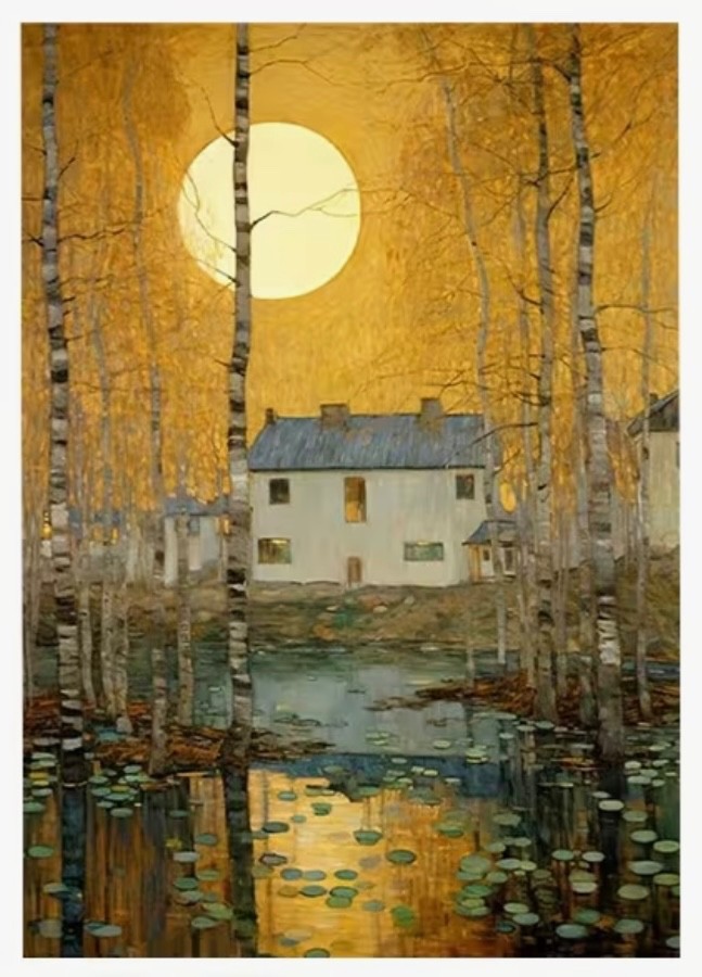 Canvas Wall Art MOONLIGHT by GUSTAV KLIMT 2 Sizes Unframed 936