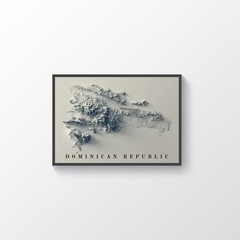 Dominican Republic Map, Dominican Republic 2D Relief Map – 2D Flat Print