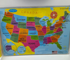 (2) Smart Poly Learning Mats USA World Maps 12″ x 17″ Double-Sided Dry Erase US
