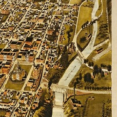 Fort Worth Texas Birds Eye View City Map circa 1891 Vintage Wall Decor Art Print