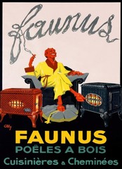 15004.Wall Decor Poster.Vintage Interior Art.Faunus Poeles Stove Ad Kitchen Chef