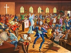 Ernie Barnes African American Church Art Canvas Print Black Gospel Wall Decor