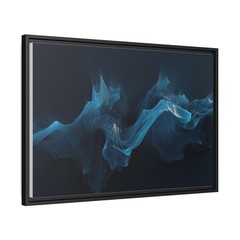 Abstract Art Blue Smoke Painting Floating Framed Canvas Art, anyroom made USA