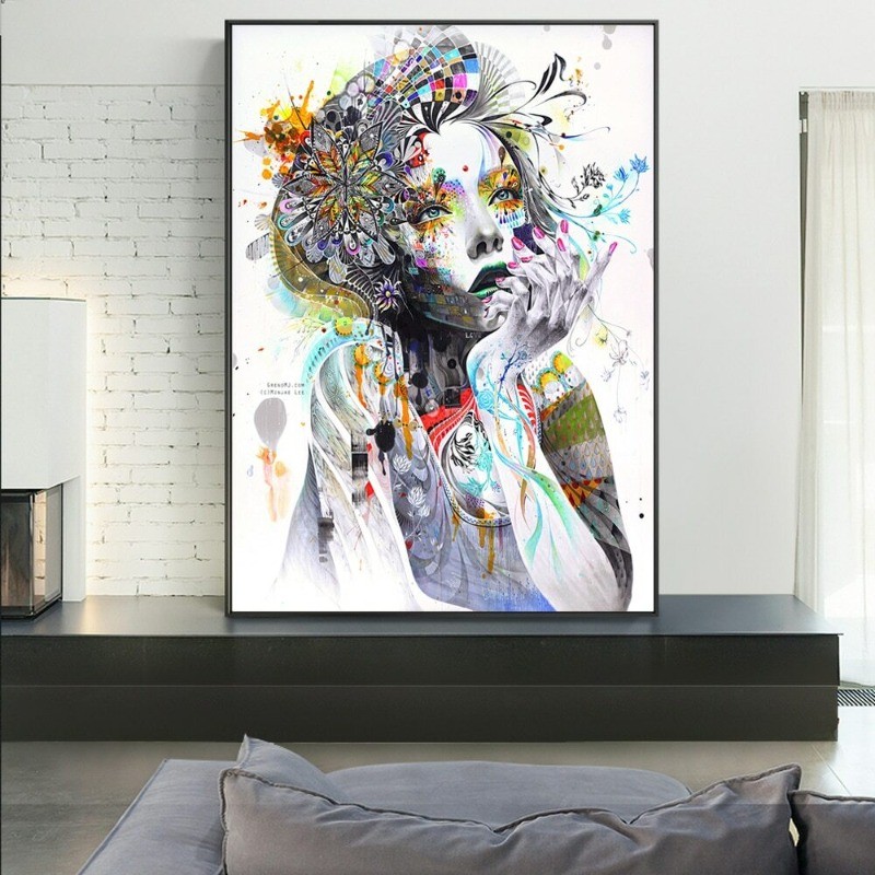 Abstract Canvas Wall Art Prints Girl With Butterfly Wall Posters Wall Pictures