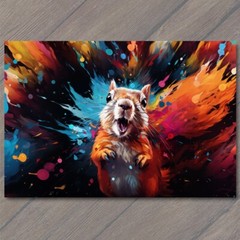 Art Print Squirrel Smile Happy Retro Pop Art Splash Colors Cute Fun Vibrant