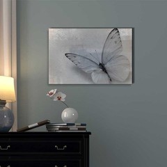 Elegant Photo of a Single Butterfly in Gray and Black – Canvas Art- 24×36 inches