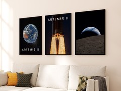 NASA Artemis 2 Lunar Flyby: Earthset (Hi-Res) — space photo poster, science art