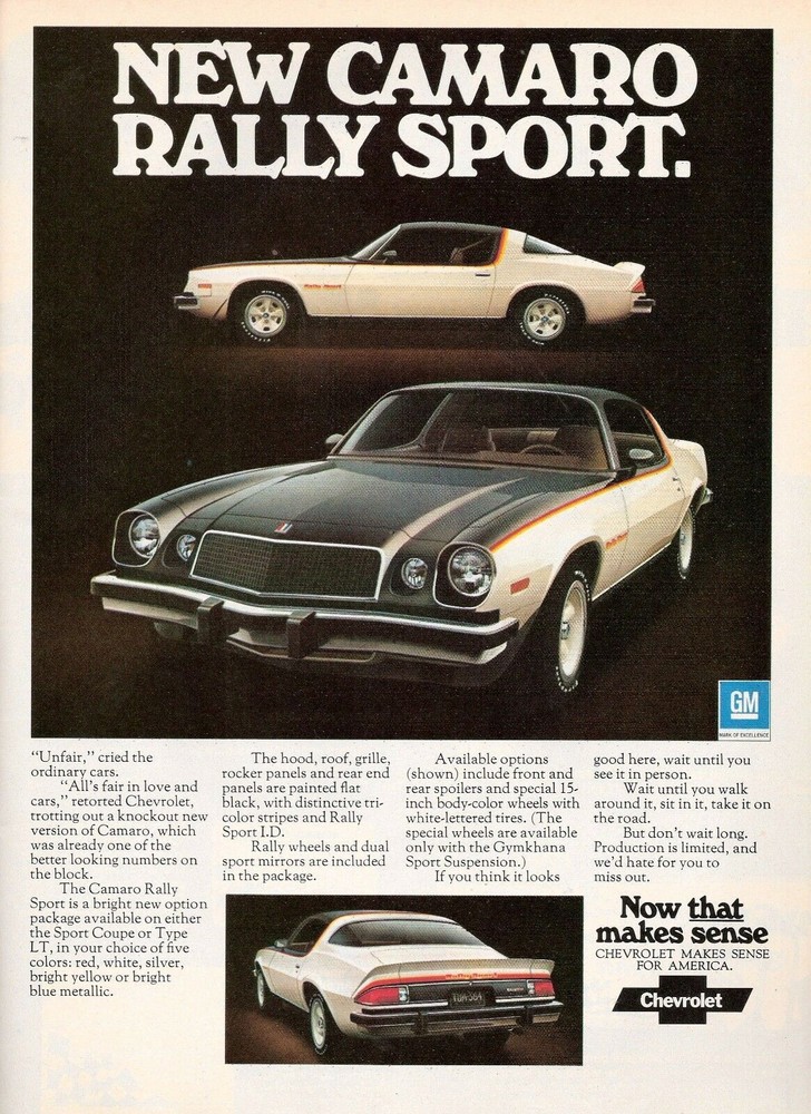 1976 CAMARO POSTER RALLY SPORT – Poster 20×30 FRAME IT!