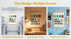 Classroom Wall Art Canvas Science Poster With Wooden Hanging Scroll 30 x 40 cm