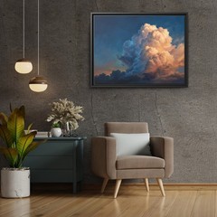 Dramatic Sunset Cumulus Cloud Wall Art, Billowing Peach And Gold Sky Canvas Art
