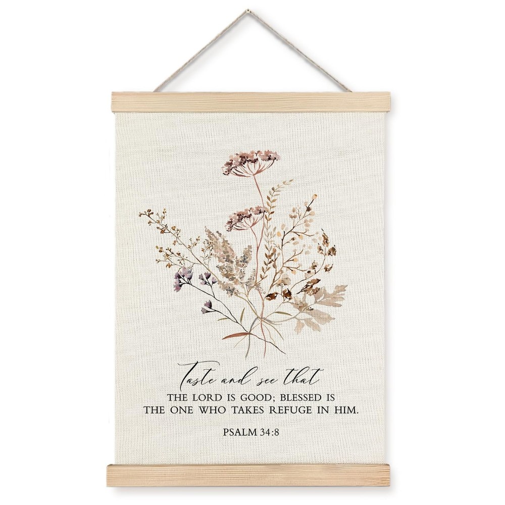 Supwhd Boho Floral Christian Wall Art with Wooden Poster Hanger, God is Good …