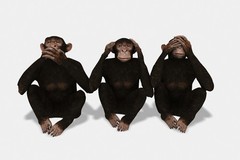 Three Monkeys Speak See and Hear No Evil Conceptual Art Print Poster 18×12