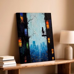 Wall Art Abstract City Street Canvas Print Colorful Urban Taxi Skyline Decor