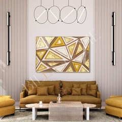 Gold Geometric Wall Art Print 12″x18″ UNFRAMED, Modern Living Room Decor Artwork