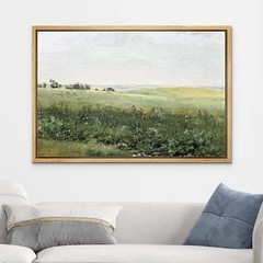 Meadow Hillsid Nature Wall Art Vintage Landscape Framed Canvas Print