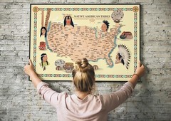 Native American Indian Tribes Map History Poster Territory Tribal Spirit Nation