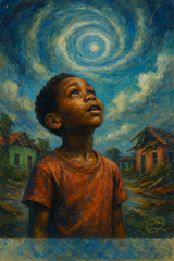 Child Wonder During Storm Fine Art Canvas Print 20×16 Hurricane Wall Art