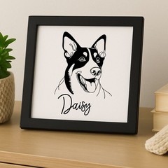 Personalized Laser Engraved Beauceron Dog Portrait on Wood in Frame Handcrafted