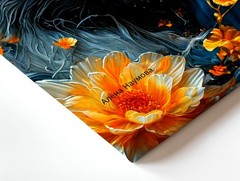 Monkey Portrait Orange Flowers Blue Abstract Animal Wall Art House Rustic Decor