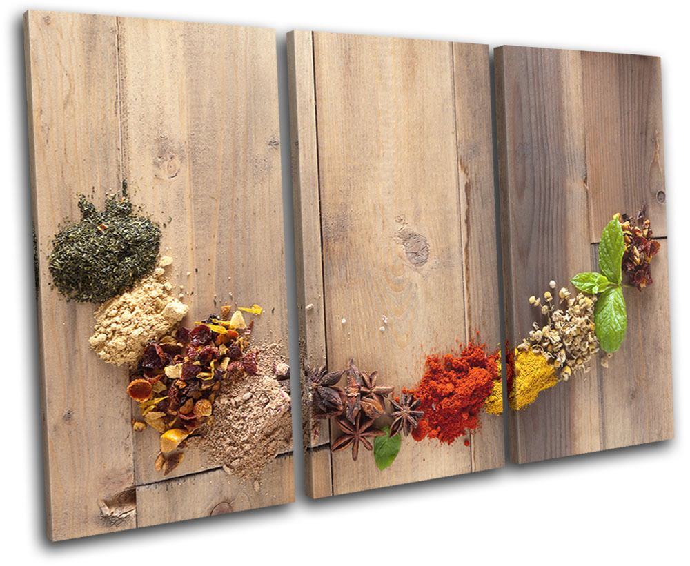 Spices Indian Food Kitchen TREBLE CANVAS WALL ART Picture Print