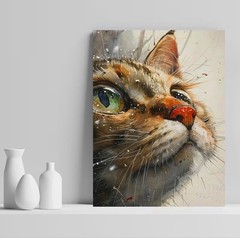 Cat Canvas Wall Art TABBY CAT Whimsical 12 x 16 Unframed 945