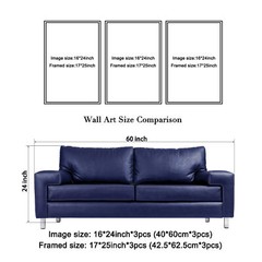 Framed 3 Panel Sea White Full Moon Black and White Ocean Beach Canvas Wall Art