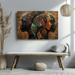 Abstract African Faces Canvas, Tribal Wall Art, Modern African Home Decor