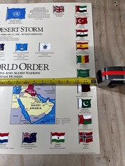 1991 Map Poster Operation Desert Storm Graphic Military Defense War Flags Order