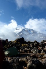 Clouds Surrounding Mount Kilimanjaro Painting Wall Art Home Decor – POSTER 20×30