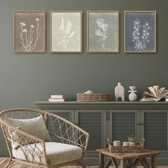 Framed Boho Wall Art Set of 4 Wooden Wall Art for Rustic Vintage Farmhouse Ho…