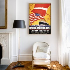 Baltic-America Line Liepaja-New York Retro Travel Poster