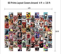 Retro Hip Hop Rappers Wall Collage Kit Prints for Bed Room Decor, 4×6 Inch 60pcs