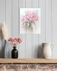 Vibrant Abstract Flower Print – Waterproof Canvas Wall Art for Girls’ Rooms
