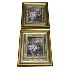 Crystal Art Gallery Floral Rose Art Prints Set of 2 Gold Silver Ornate Frames