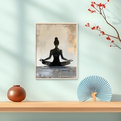 Canvas Art Woman Yoga Silhouette Neutral Texture Meditation Wall Decor