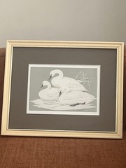 Swan Wall Art Neutral Decor Art La May Vintage Framed 9×10.5”
